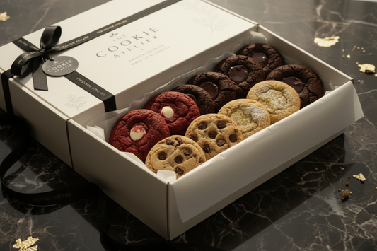 Cookie Atelier box on dark marble