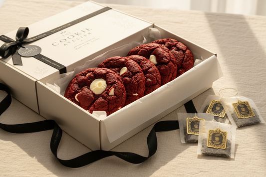 Red Velvet Cookies & Premium Tea in Cookie Atelier Box